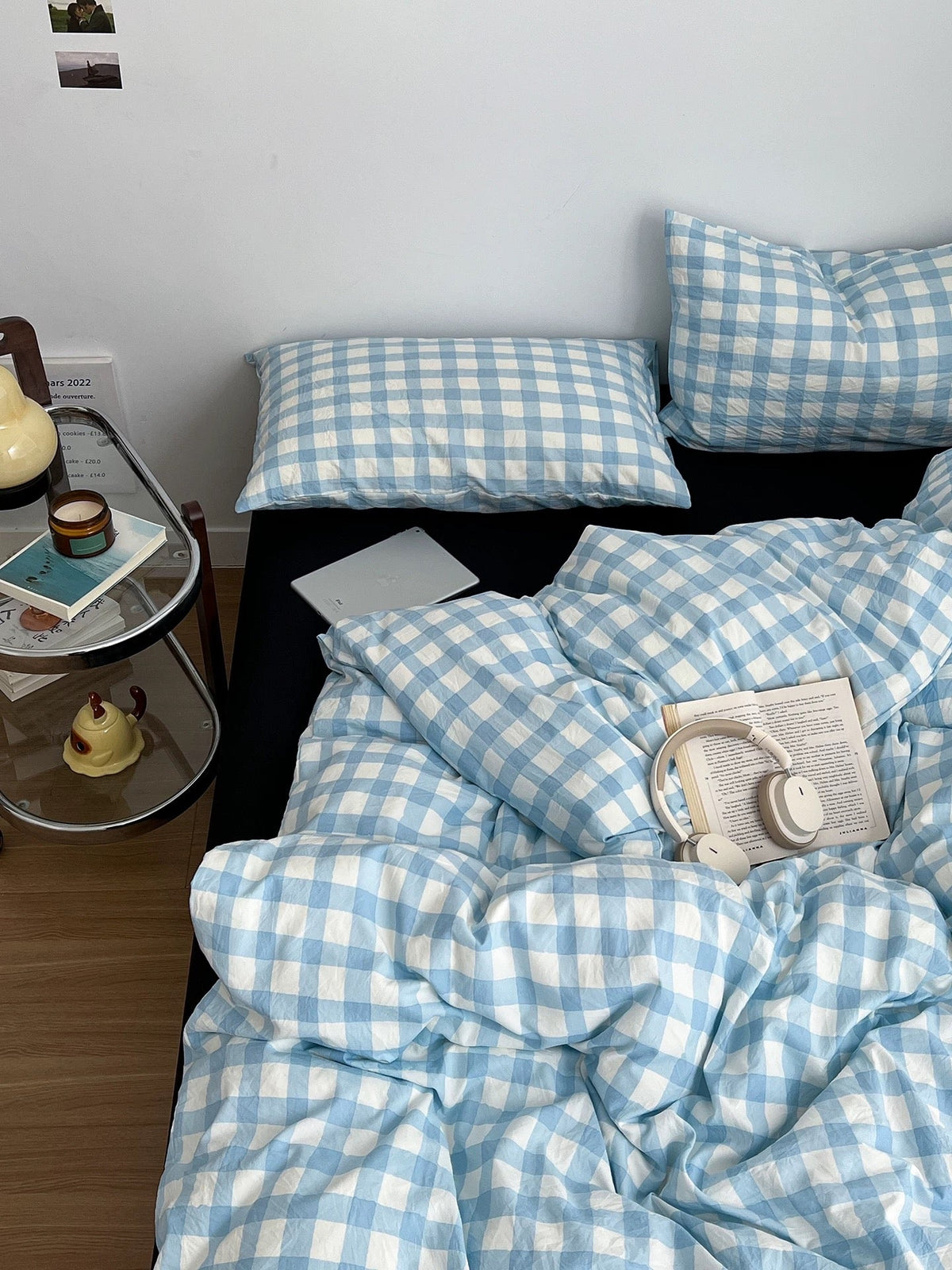 Light Blue Gingham Duvet Cover Set