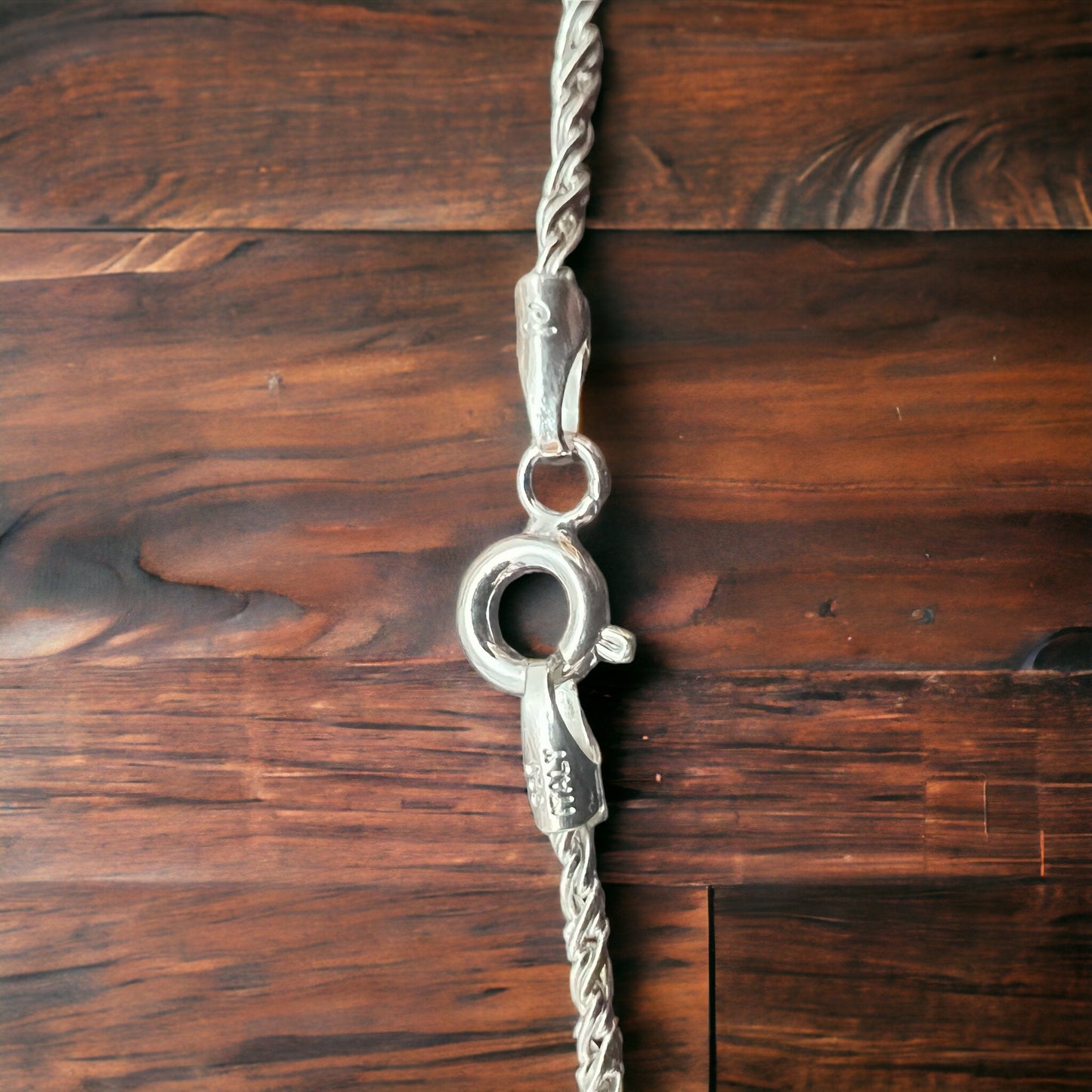 Bright Silver 18" Sterling Reverse Rope Chain — 1.35mm Italy-Made .925, Below Collar-Bone Length