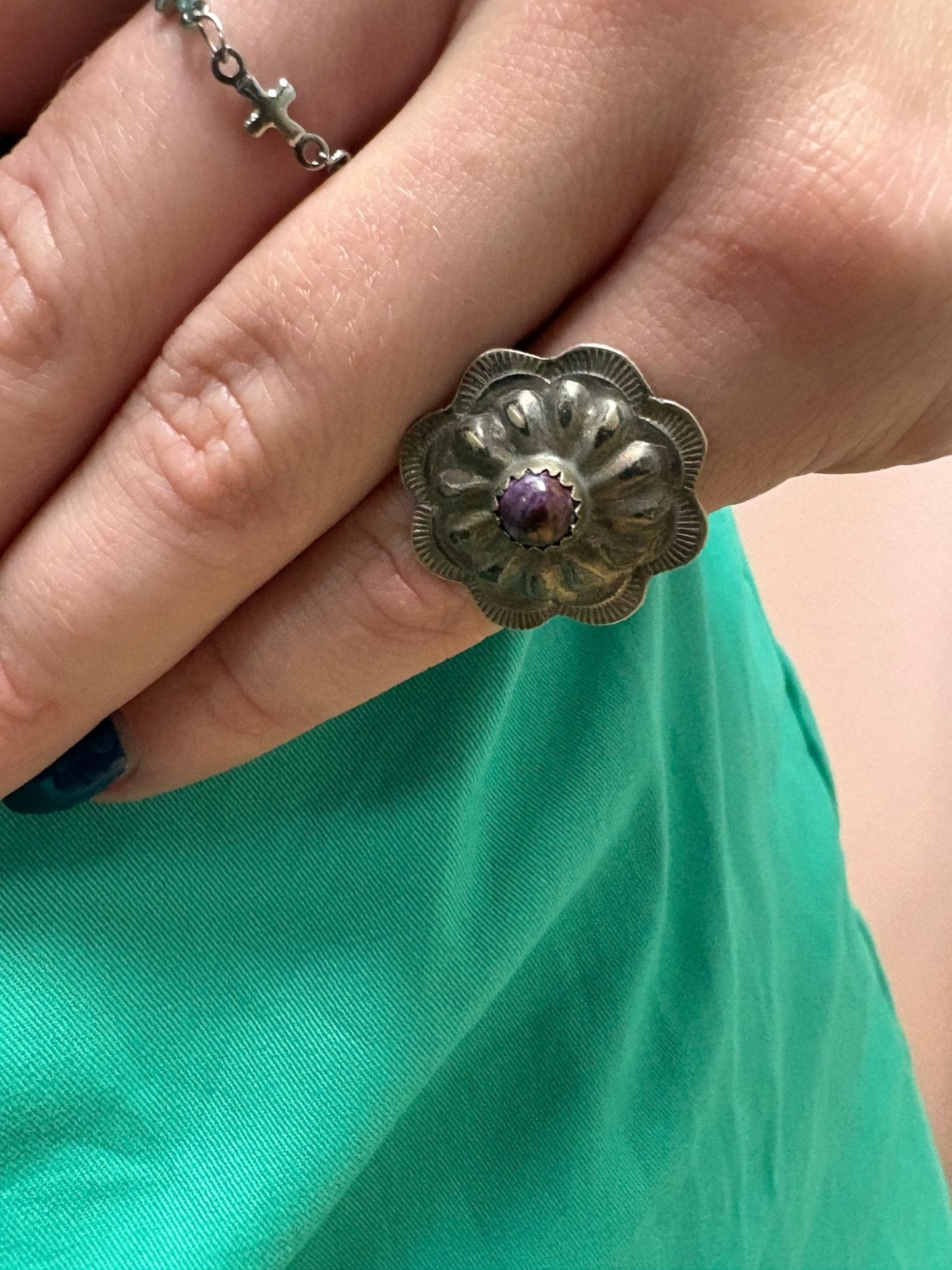 Byron Begay Navajo Sterling Silver Purple Spiny Oyster Ring — Size 7