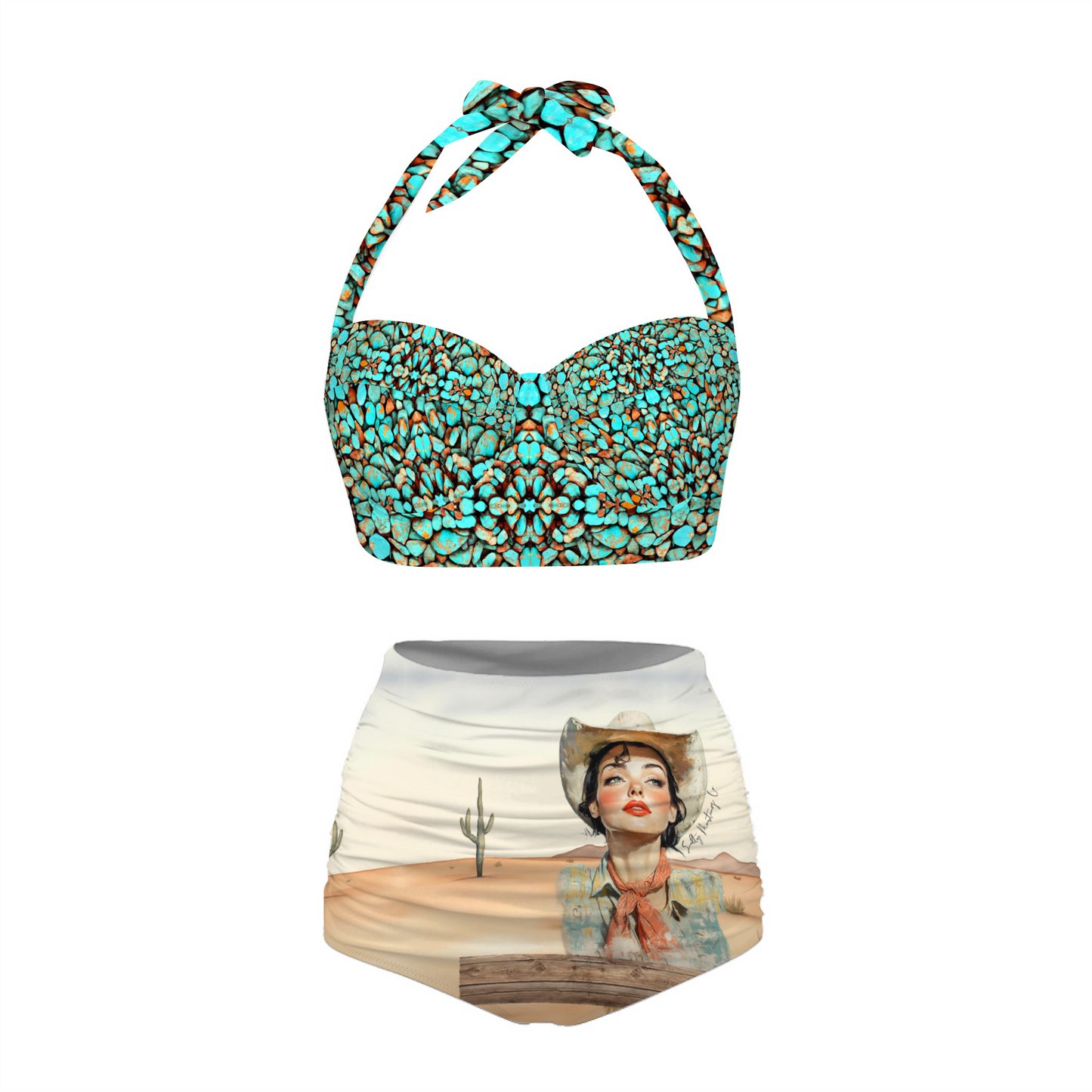 Desert Gem Women's Two-Piece Halterneck Bathing Suit