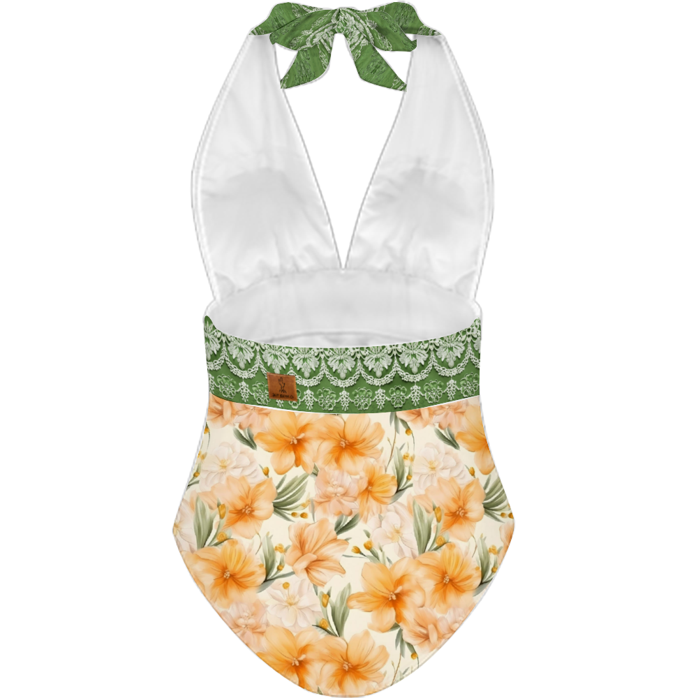 Desert Blooms Women's Halterneck One Piece Swimsuit
