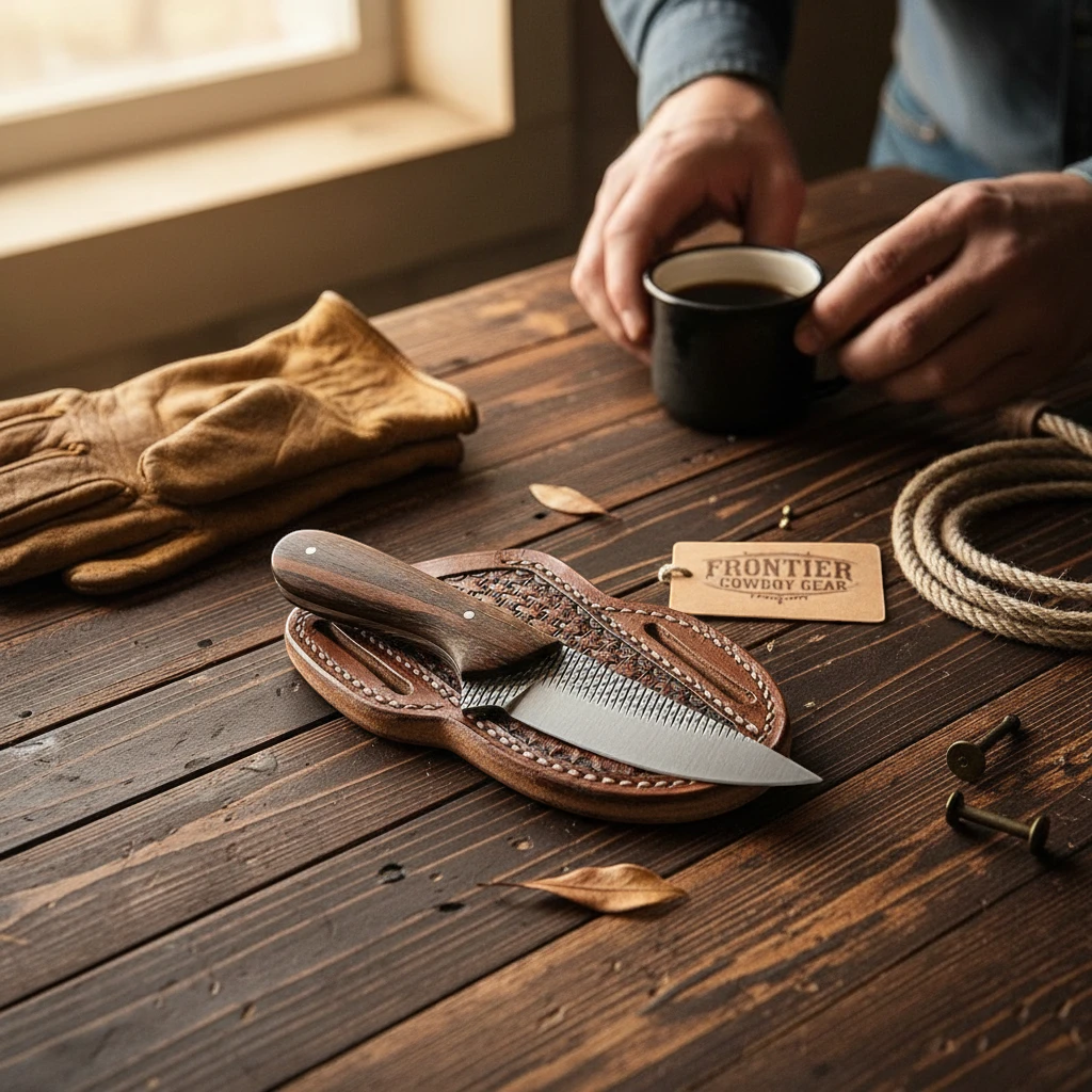 The Lone Ranger – Custom Handmade Farrier Rasp Steel Knife with Rosewood Handle & Leather Sheath