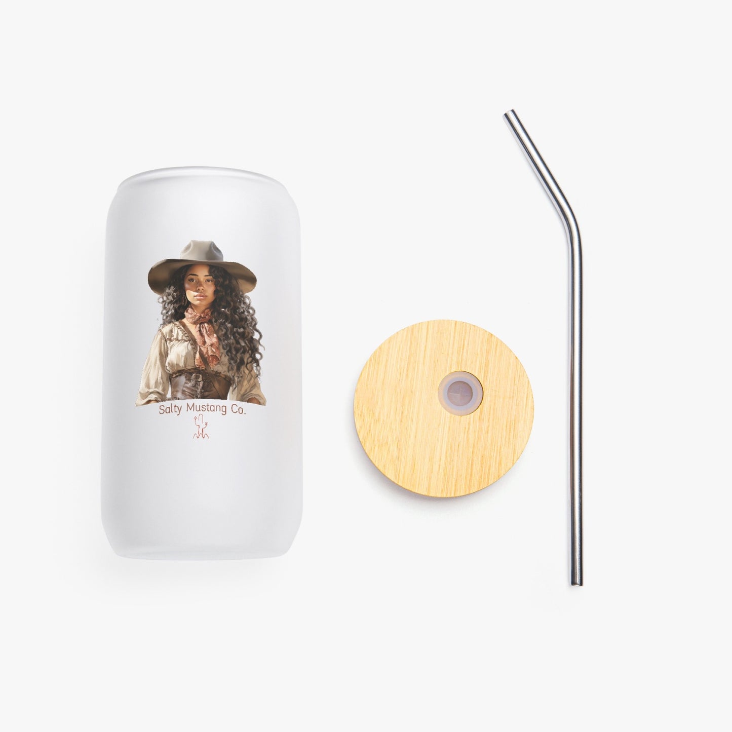 San Antonio Cowgirl Frosted Glass Cup