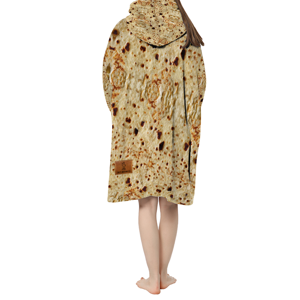 Tortilla Print Wearable Blanket Hoodie (thin NOT fleece lined)