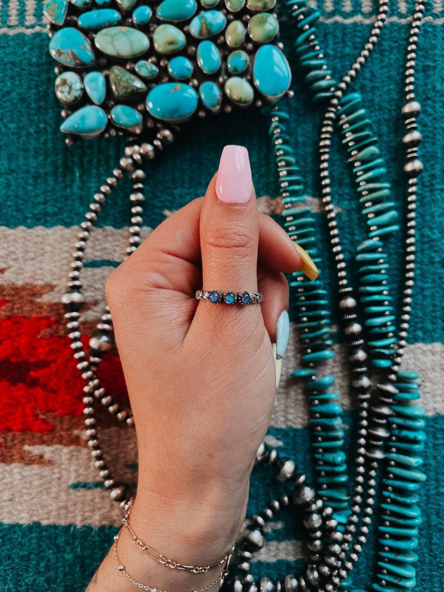Lux Aurora Opal Sterling Silver Stacker Ring — Western Layering