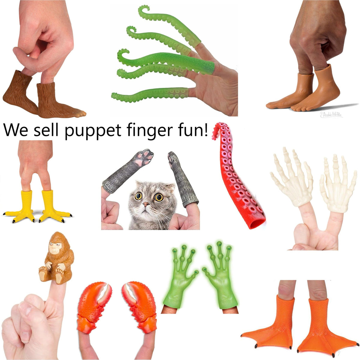 Bigfoot Feet (Set of 2) Sasquatch Finger Hand Puppet Play Toys - Archie McPhee