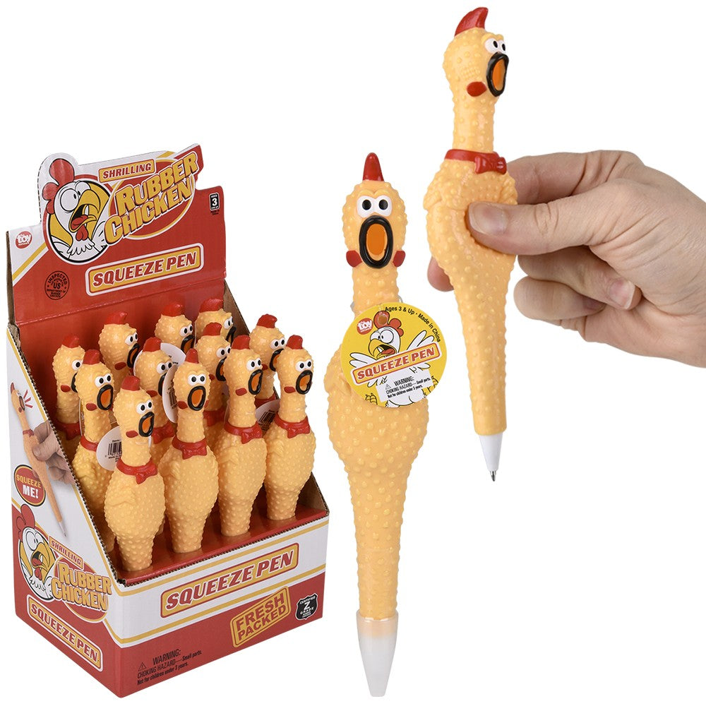 😂🐔 Set of 2 – 7" Rubber Chicken Pens 🖊️ (Yes… This Is Real Life) Funny Gag