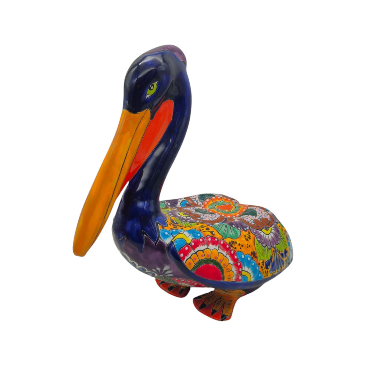 Talavera Pelican Statue | Hand-Painted Mexican Ceramic Decor
