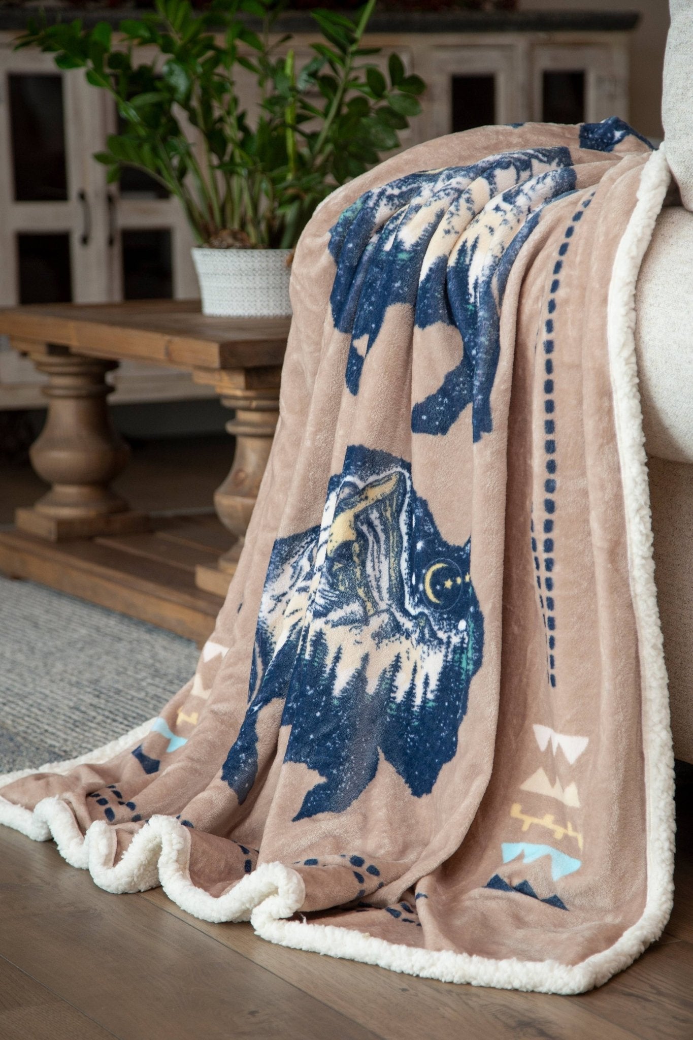 Three Buffalo Plush Sherpa Throw Blanket — 54" × 68"