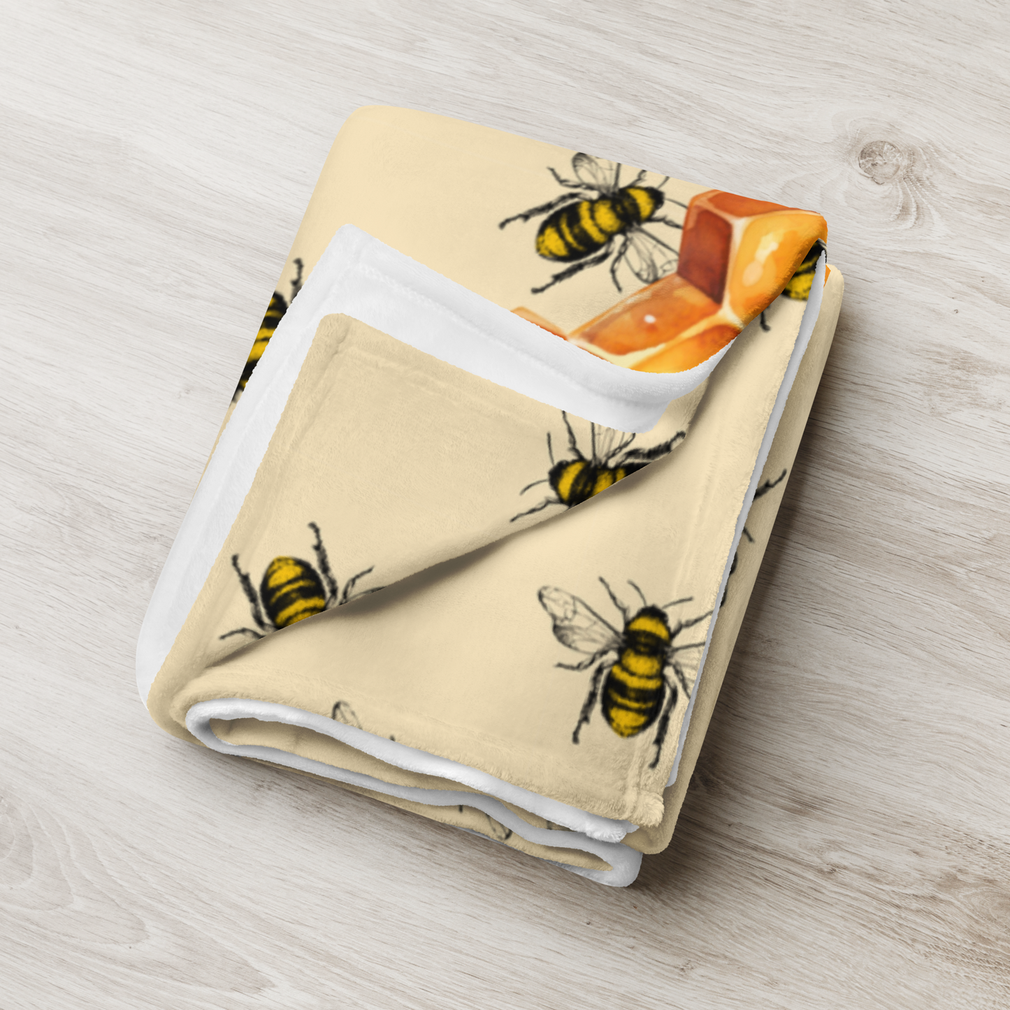 Honey Bee Honeycomb Edge Throw Blanket