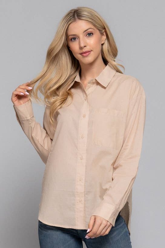 Active Basic "Two Step" Western Button-Down Shirt — Warm Taupe 100% Cotton Voile Layering Staple