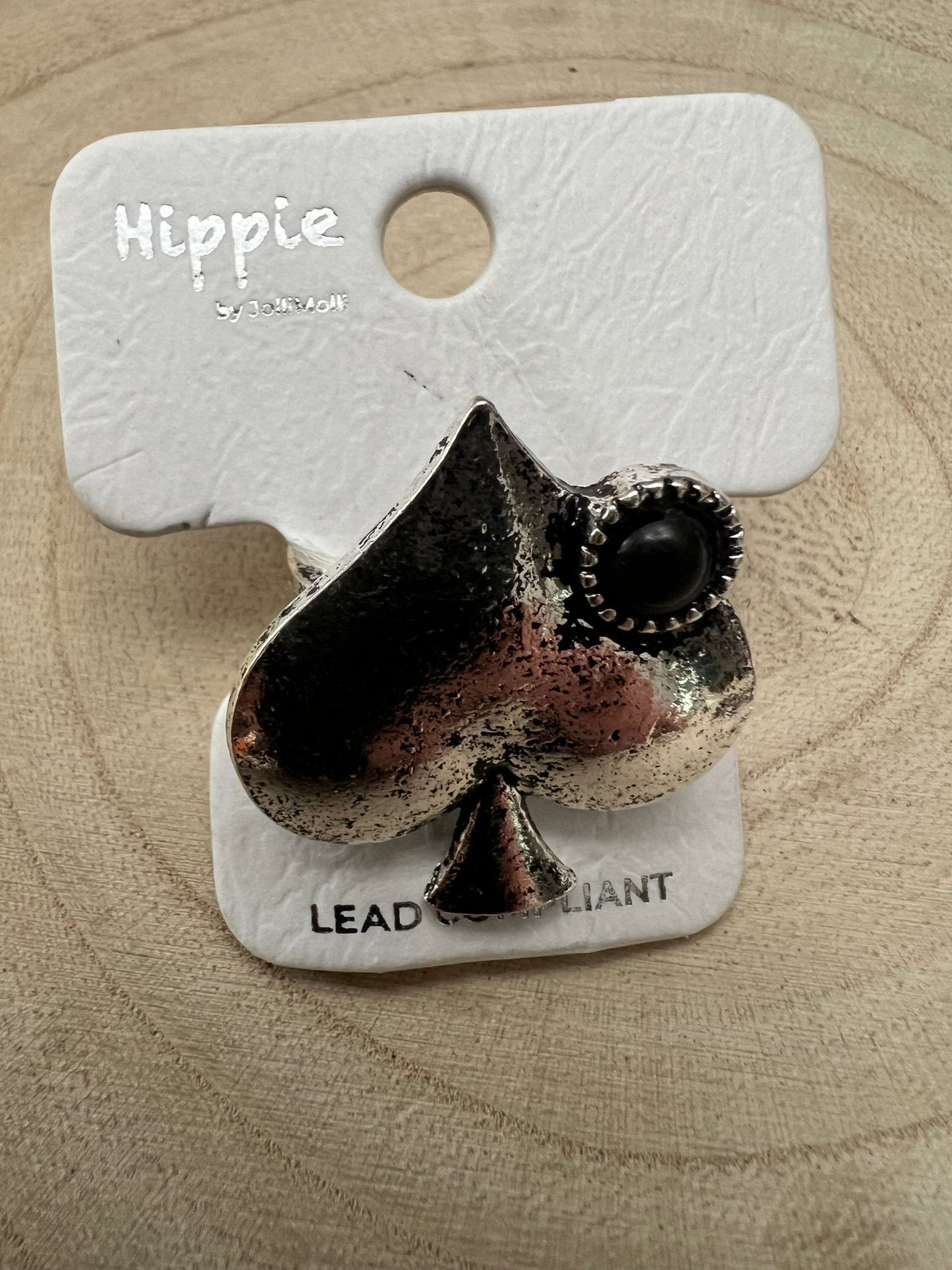 Western Spade Adjustable Cuff Ring with Faux Onyx — Playing Card Hand Statement