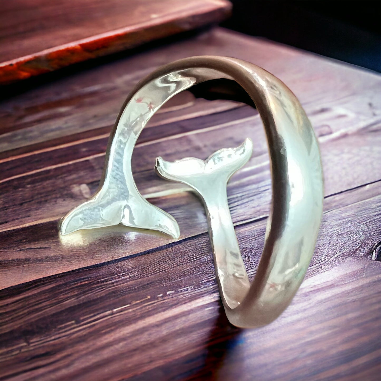 Sterling Silver Whale Tails Bypass Ring — Coastal Western Statement