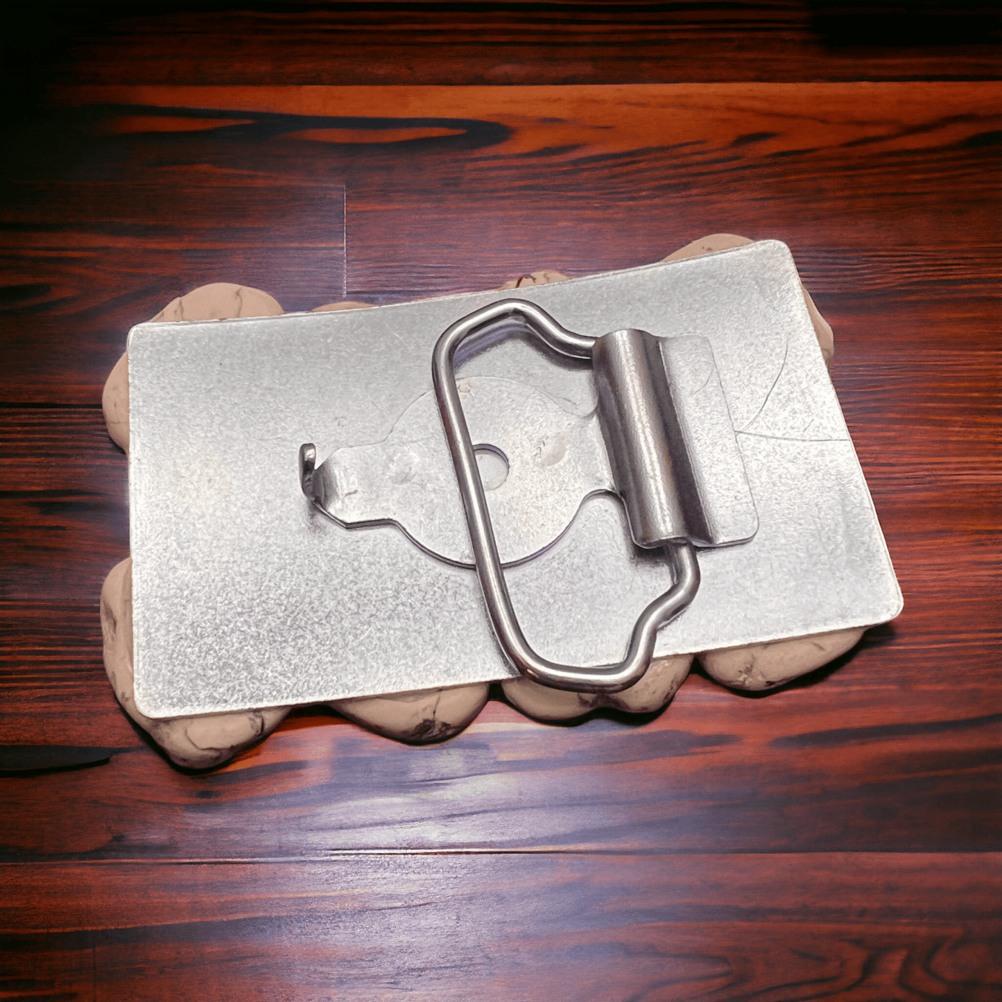 White Turquoise Howlite Slab Belt Buckle — Medium (4-5" long), Snap or Screw Attach