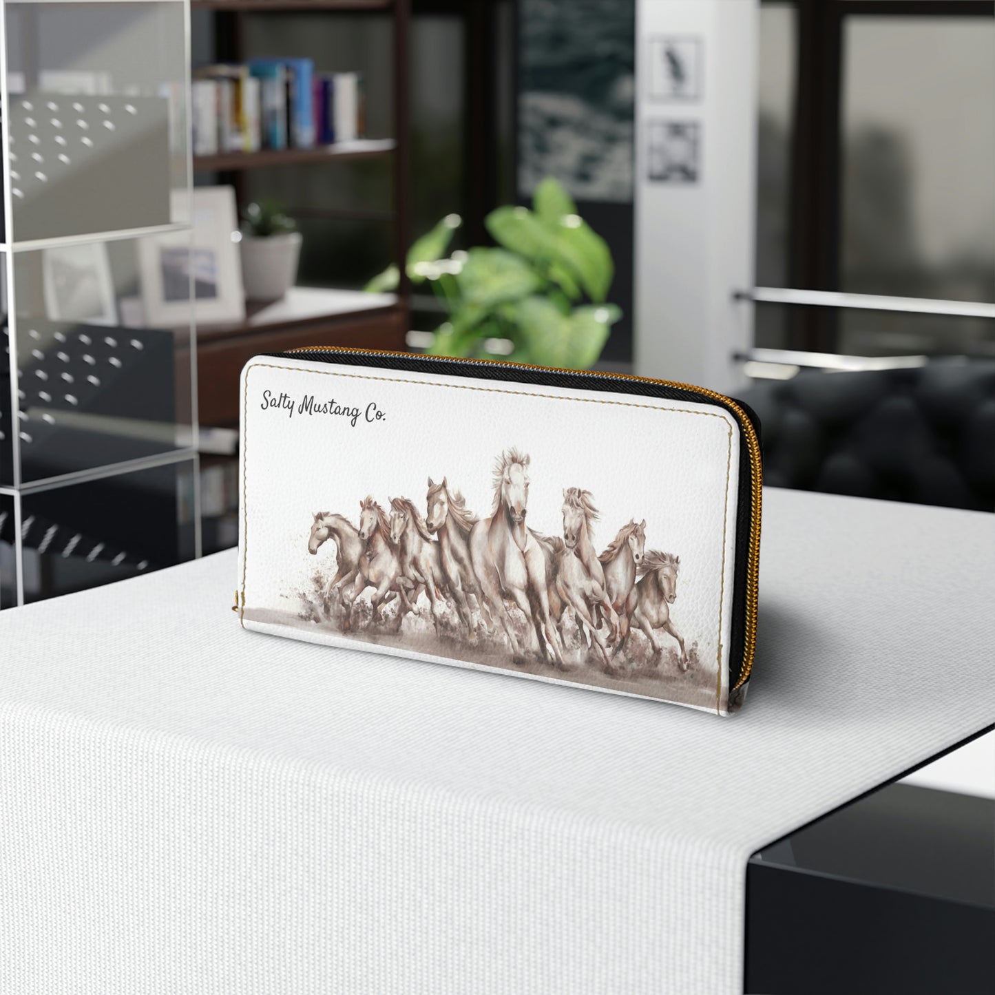 Running Horses Salty Mustang Co. Zipper Wallet