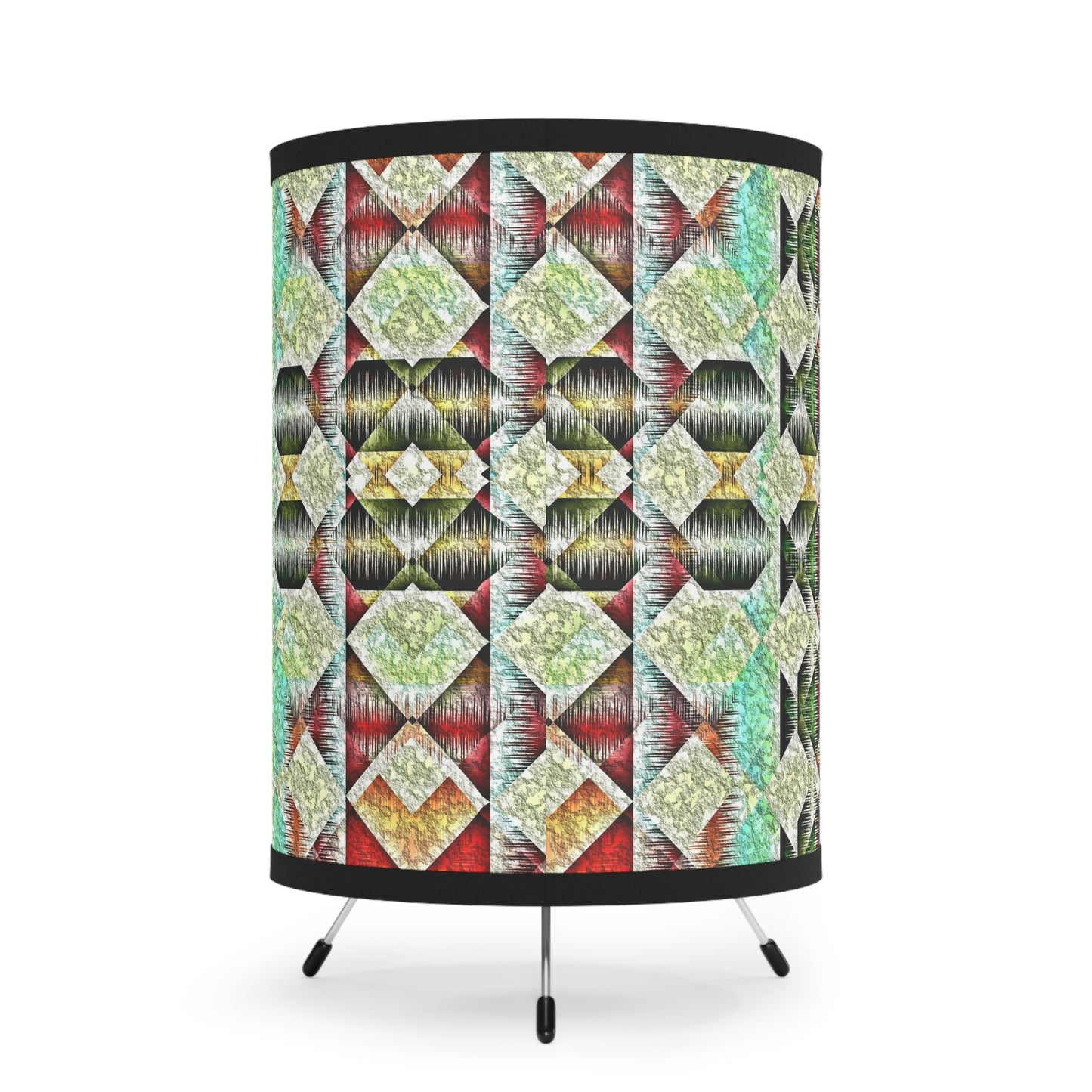 Vintage Cowgirl with Southwestern Pattern Tripod Lamp with High-Res Printed Shade, US\CA plug