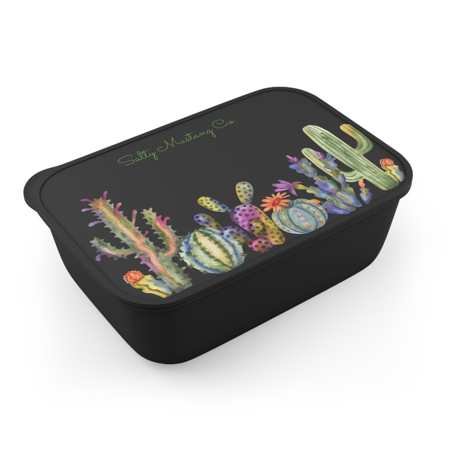 Salty Mustang Co. Cactus PLA Bento Box with Band and Utensils