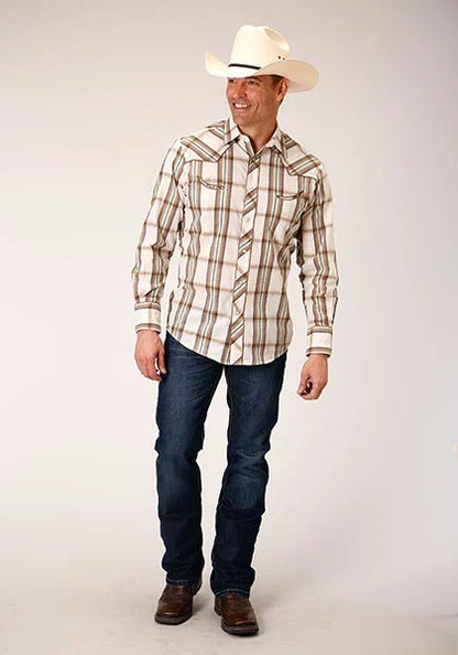 Roper 01633 Large Plaid (Brown) - Men's Western Shirt