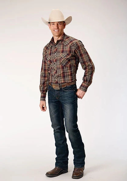 Roper 1885 Multi Plaid (Brown) - Men's Western Shirt