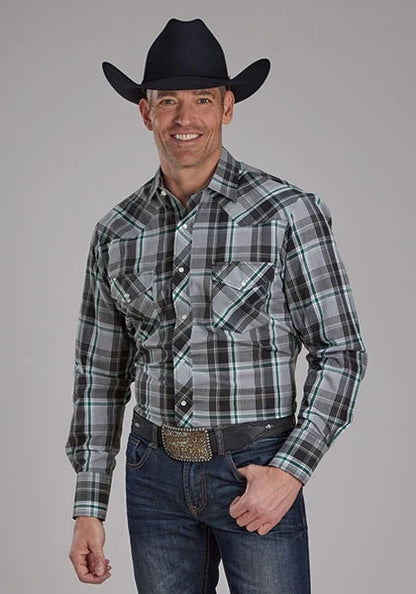 Roper 2105 Plaid Yokes (Grey) - Men's Western Shirt