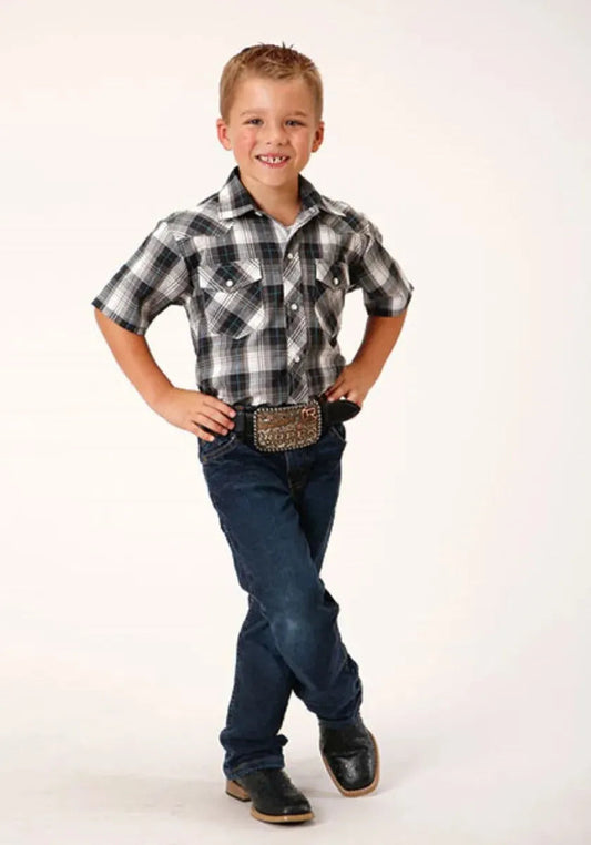 Roper Ghostly Gallop (White) - Boy's Western Shirt