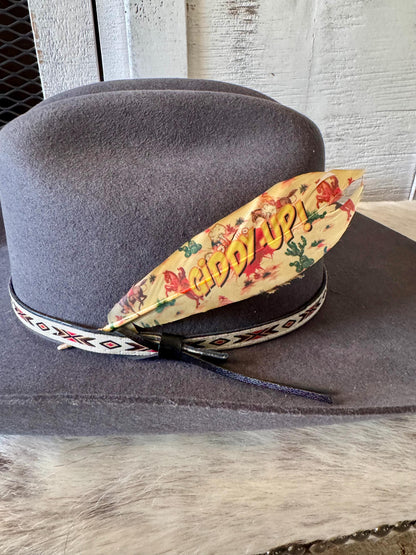 Giddy Up Vintage Cowgirl Hat Feather