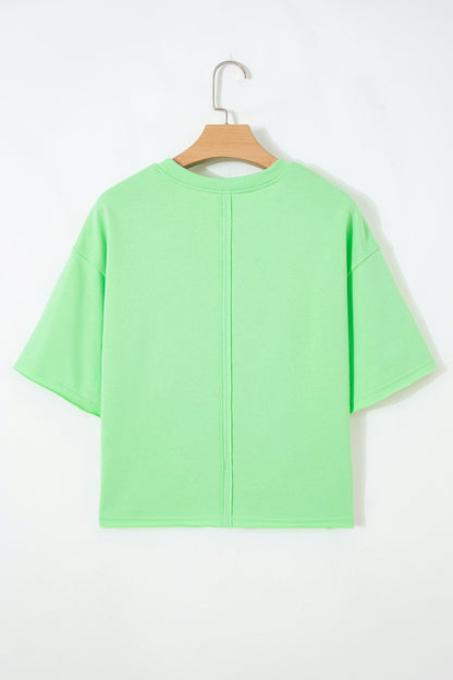 Crab Embroidered Patch Loose Round Neck Tee