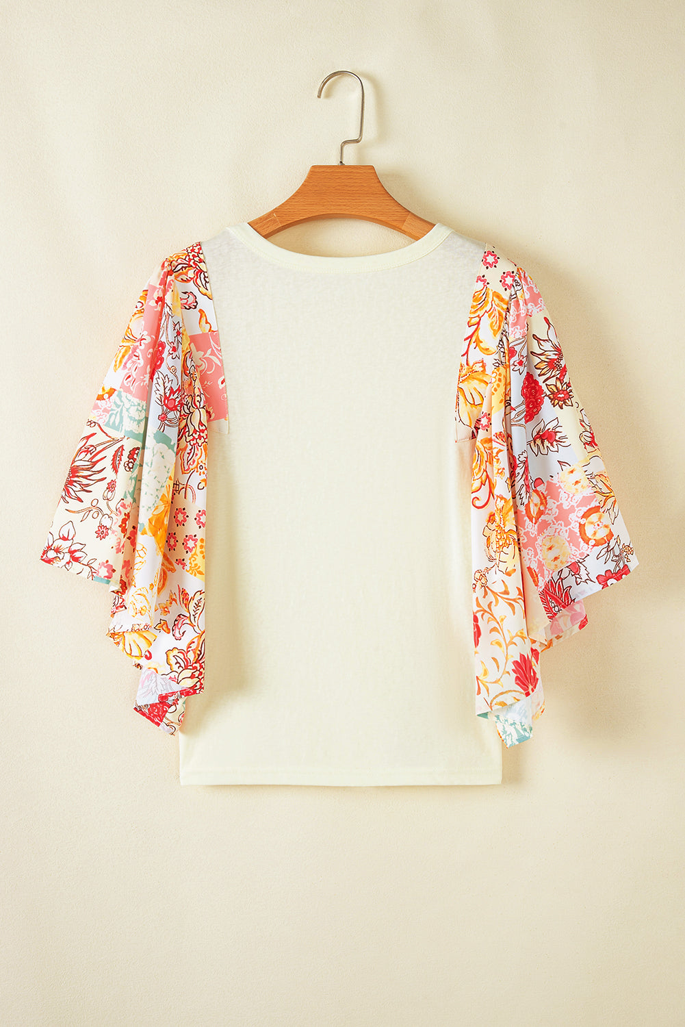 Boho Floral Patchwork Batwing Sleeve Blouse