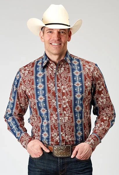 Roper 1893 Tropical Aztec Print (Red) - Men's Western Shirt