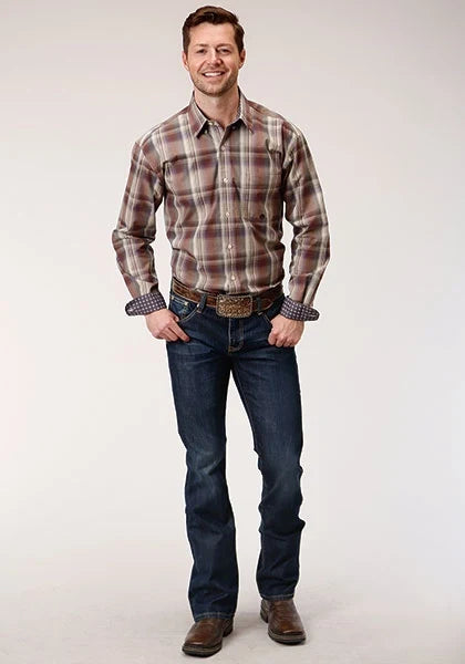 Roper 1229 Cider Plaid (Brown) - Men's Western Shirt