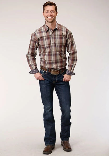 Roper 1229 Cider Plaid (Brown) - Men's Western Shirt