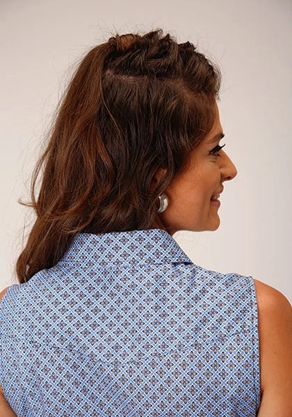 Roper 1557 Thistle Foulard (Blue) - Women's Sleeveless Shirt