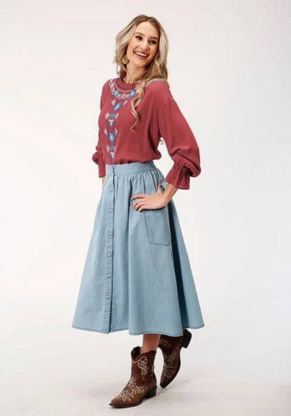 Roper 1789 Long Denim (Blue) - Women's Skirt