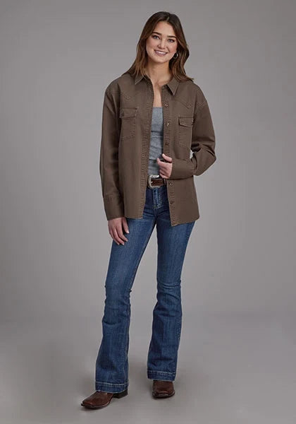 Roper 2298 Twill Oversized (Brown) - Women's Shirt Jacket