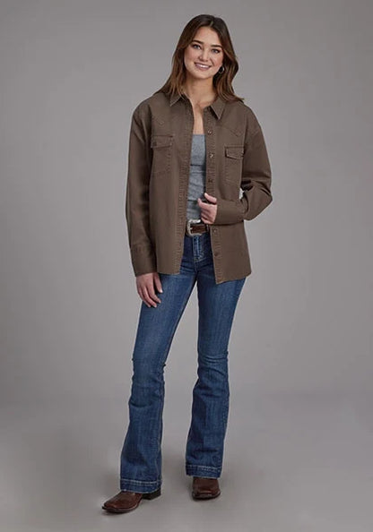 Roper 2298 Twill Oversized (Brown) - Women's Shirt Jacket