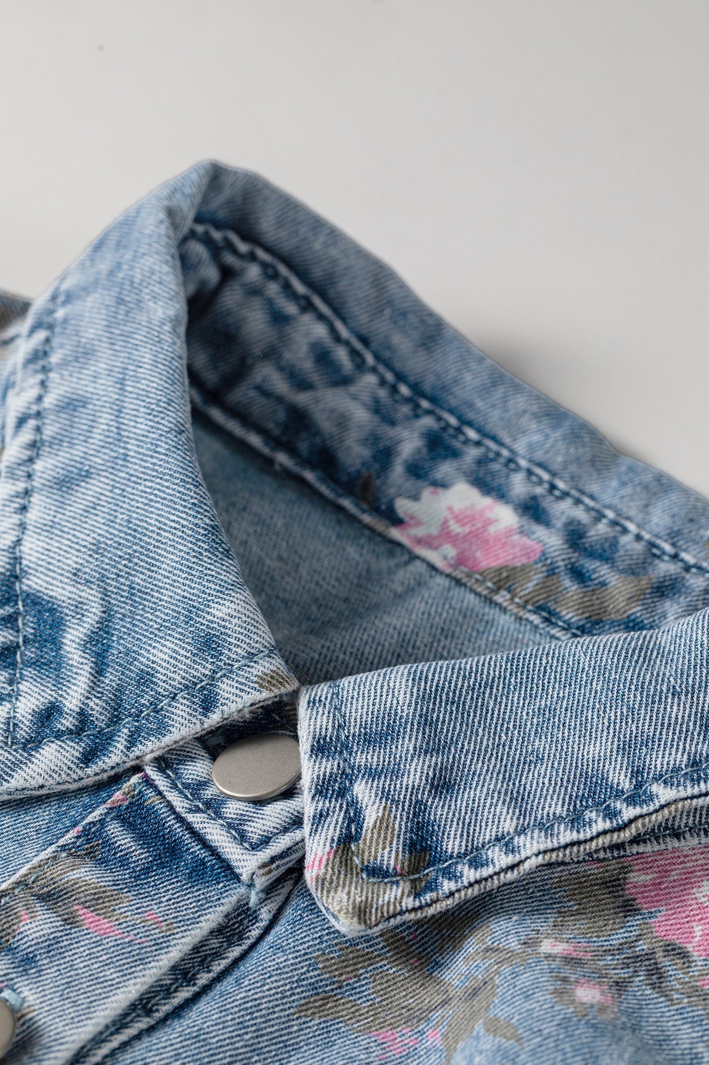 Floral Denim Short Sleeve Button Down Dress