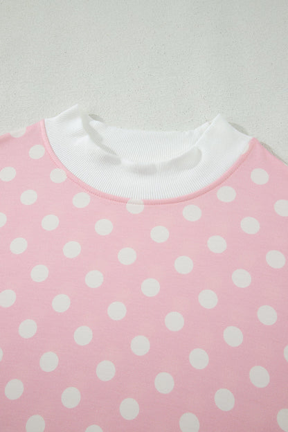 Polka Dot Mock Neck Top & Pants Set