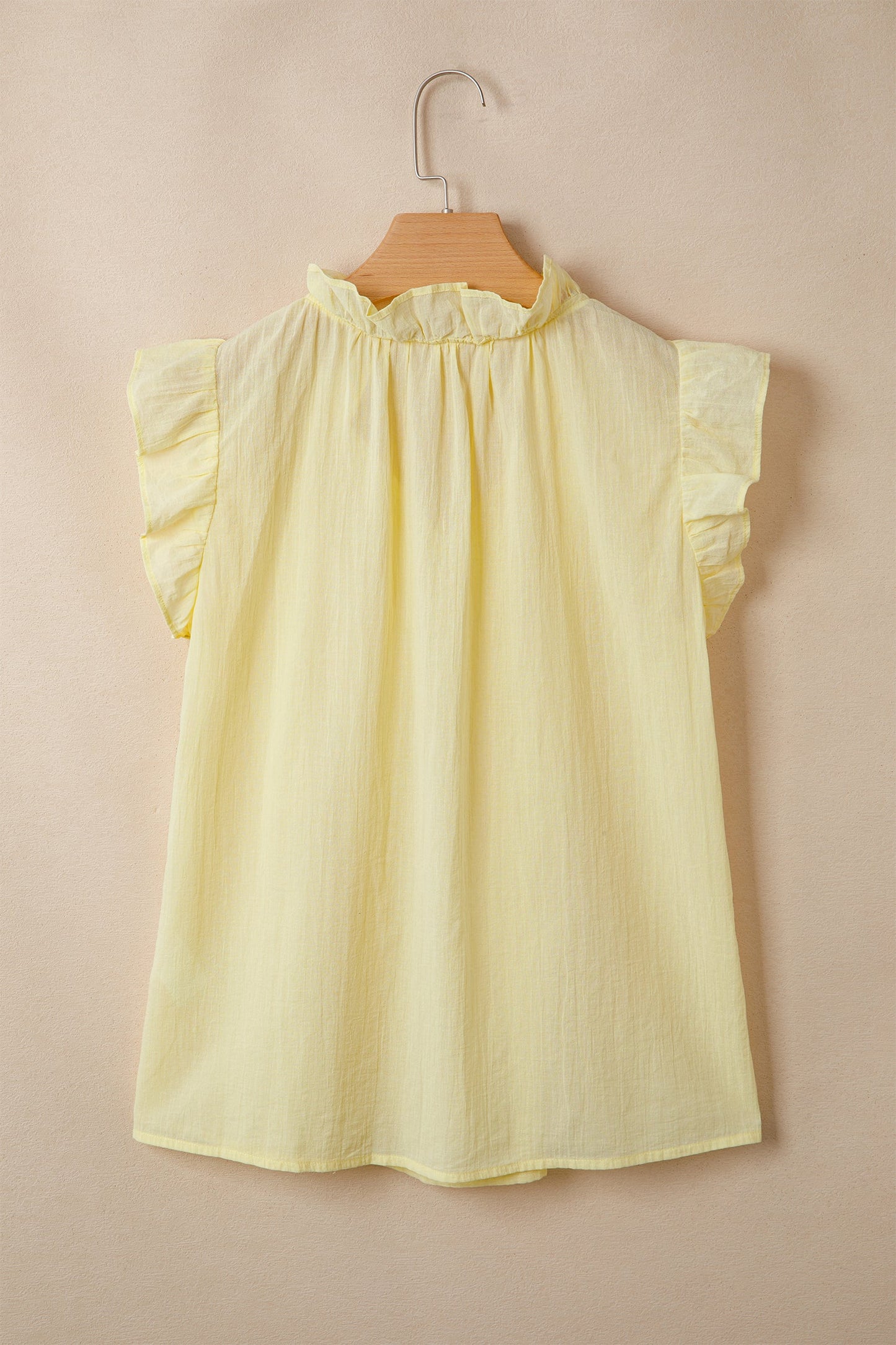 Solid Ruffle Trim V-Neck Sleeveless Top