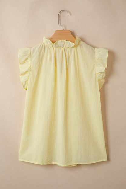 Solid Ruffle Trim V-Neck Sleeveless Top