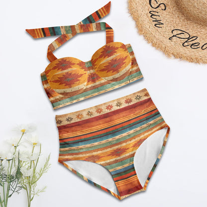 Rustic Southwest Halter Neck Bikini Swimsuit