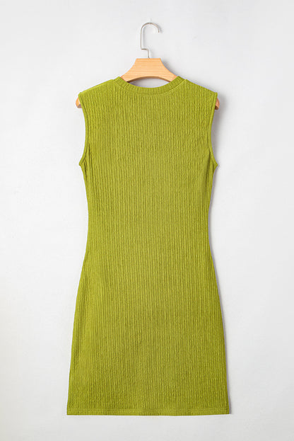 Textured Ruched Side Bodycon Tank Dress