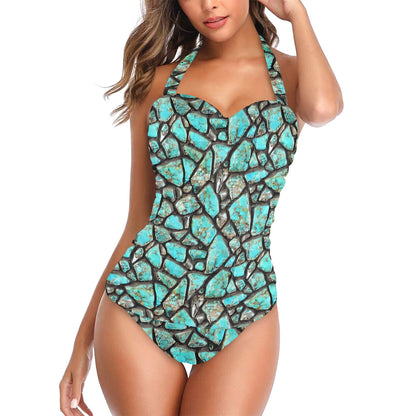 Kingman Turquoise Halter Neck Swimsuit