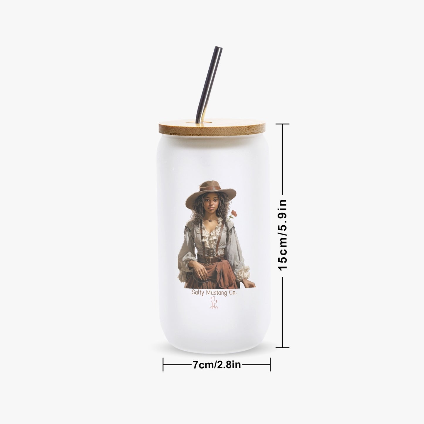 Fort Stockton Cowgirl Frosted Glass Cup