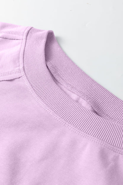 Solid Raw Seam Patchwork Baggy Sweatshirt