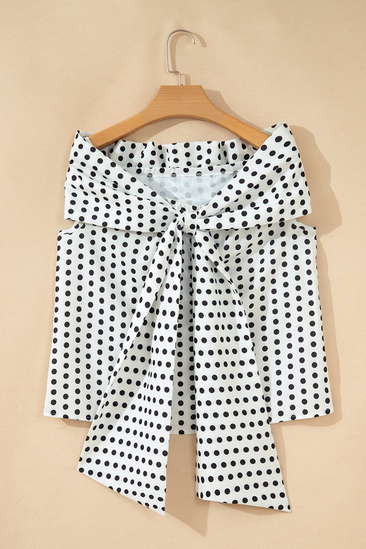 Polka Dot Off Shoulder Bow Knot Sleeve Blouse