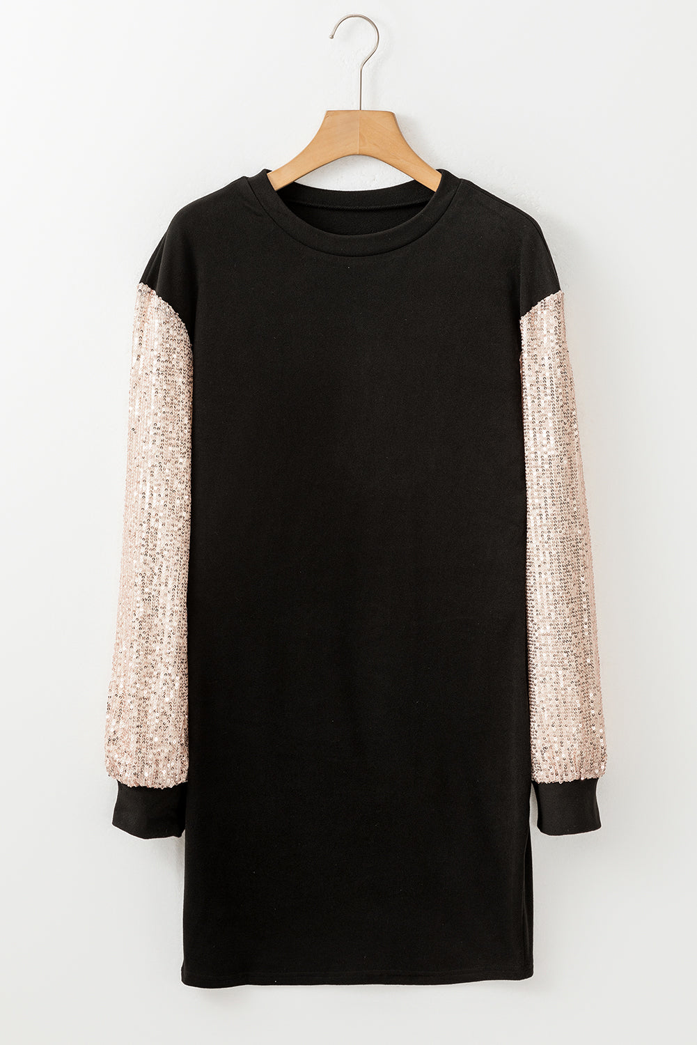 Sequin Patchwork Puff Sleeve Mini Dress