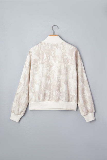 Camo Quarter-Zip Drop Shoulder Long Sleeve Sweatshirt