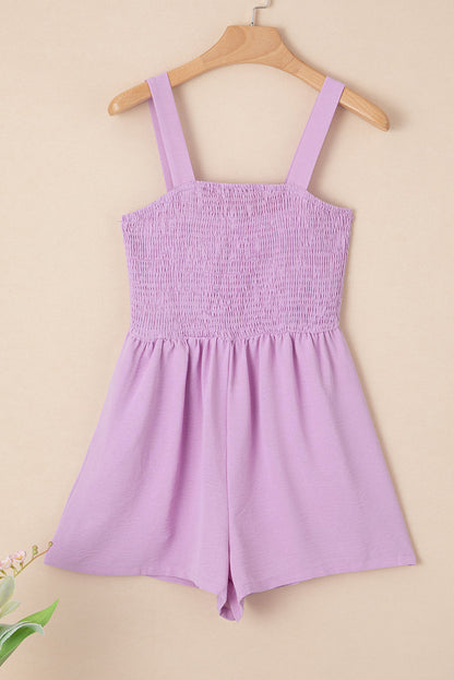Smocked Sleeveless Romper w/ Pockets