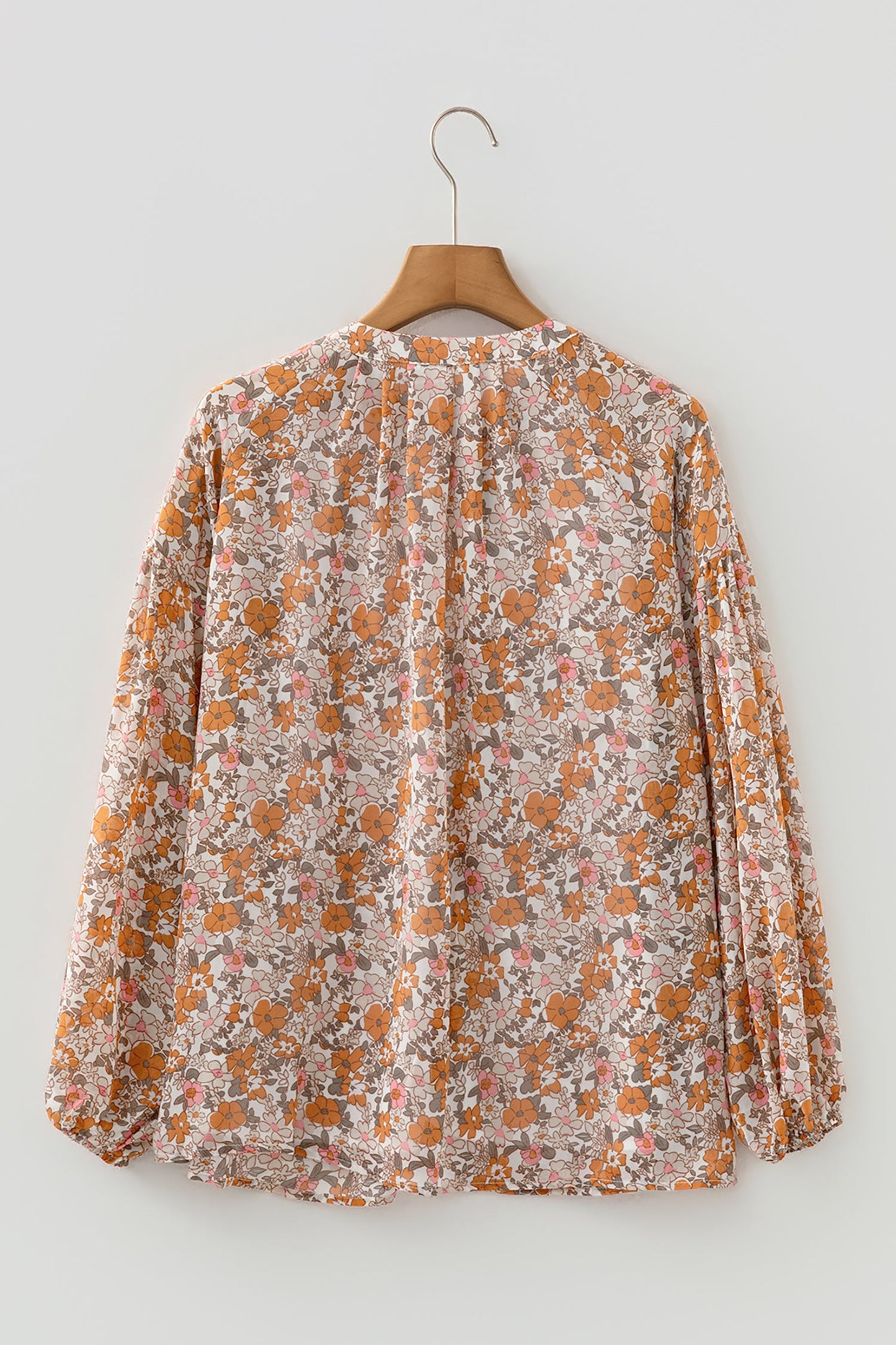 Floral Boho Long Puff Sleeve Buttoned Shirt