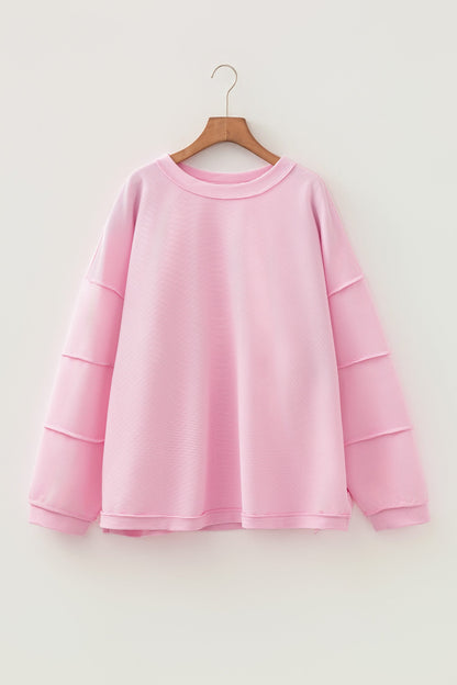 Plus Size Solid Ribbed Drop Shoulder Top